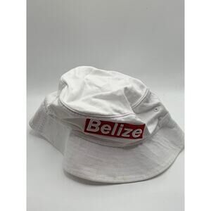 UNBRANDED White Red Embroidered Belize Logo Bucket Hat SZ OS